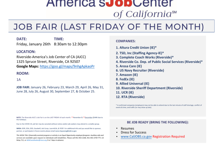 Riverside WDC Mini Job Fair