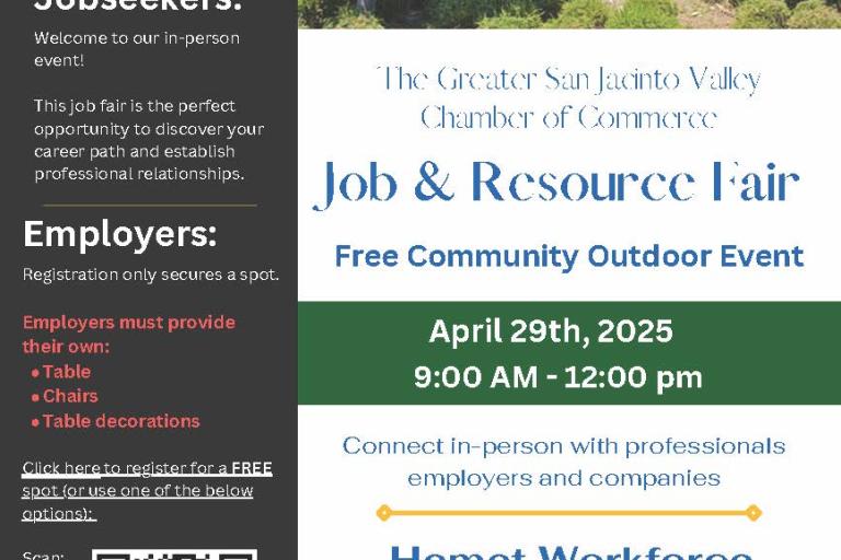The Greater San Jacinto Valley Chamber of Commerce JOB FAIR