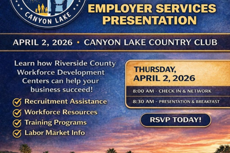 Canyon Lake Workforce Development Employer Services Presentation Flyer