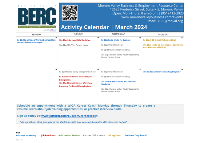 BERC March Events | Riverside County Workforce Development